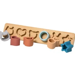 Fat Brain Toy Simply Silicone Bamboo 6 Piece Sorter New